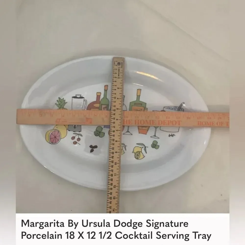 Margarita By Ursula Dodge Signature Porcelain 18 X 12 1/2 Cocktail Serviing Tray
